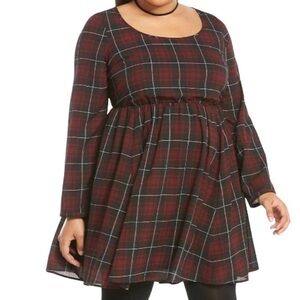 NWT TORRID RED PLAID CROSSBACK SKATER DRESS MIDI Size 3X / 3 women’s plus